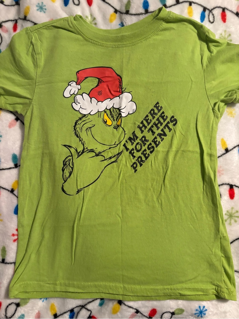 Kids Lime Green Grinch Graphic Short Sleeve Tee Christmas